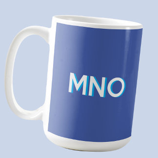 Modern monogram första skuggblått kaffemugg