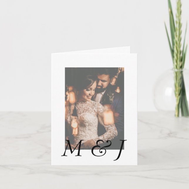 Modern monogram foto och Elegant i Bröllop Inbjudan (Framsida)