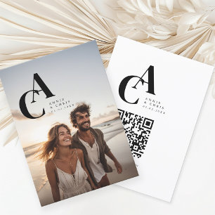 Modern, Monogram, Foto, QR-kod Inbjudningar