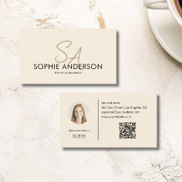Modern Monogram Foto QR Kräm Professional Visitkort