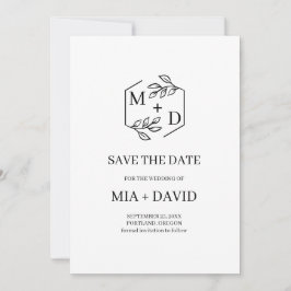 Modern Monogram Foto Spara Datum Bröllop Datumet