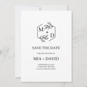 Modern Monogram Foto Spara Datum Bröllop Datumet