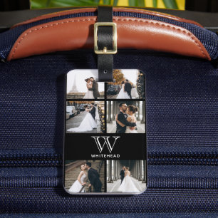 Modern monogram-fotokollage-tagg bagagebricka