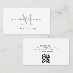 Modern Monogram Frisörstylist Visitkort