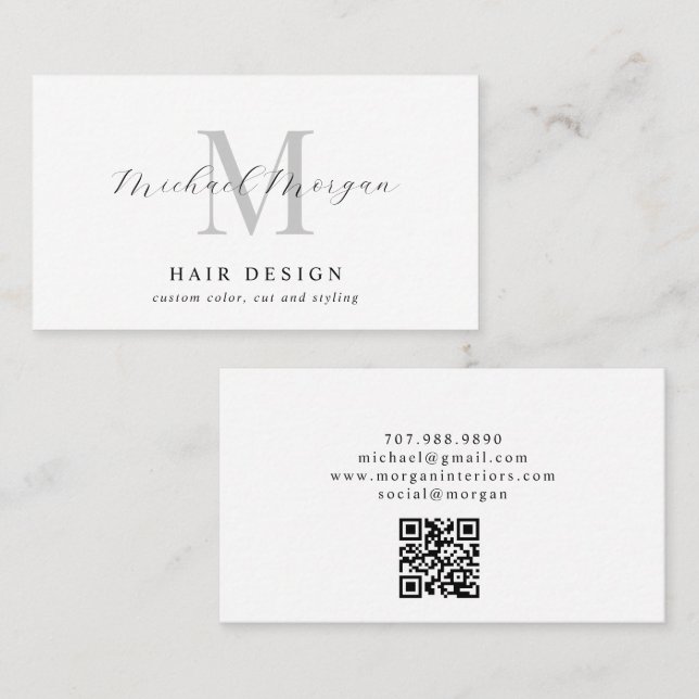Modern Monogram Frisörstylist Visitkort (Fram/baksida)