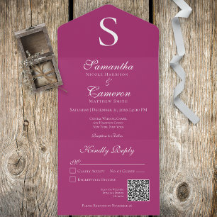 Modern Monogram Fuchsia Rosa QR-kod