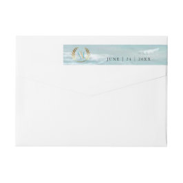 Modern monogram Geometric Beach Wedding Etikettband