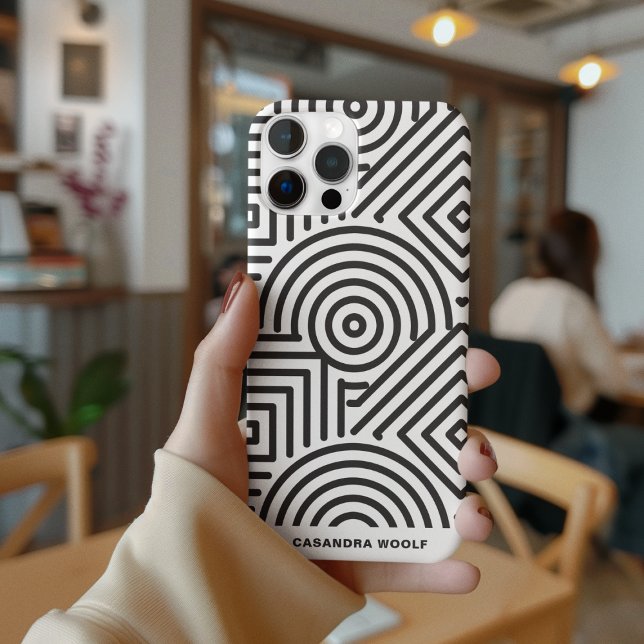 Modern monogram Geometric Grått & White Mönster (Skapare uppladdad)