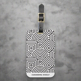 Modern monogram Geometric Grått & White Mönster Bagagebricka