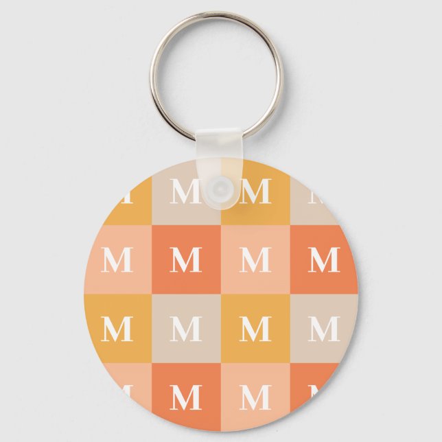 Modern monogram geometrisk färgblock nyckelring (Framsida)