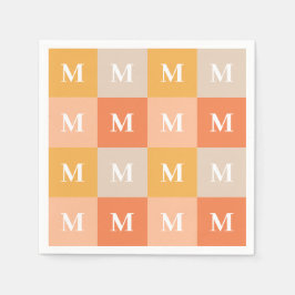 Modern monogram geometrisk färgblock pappersservett
