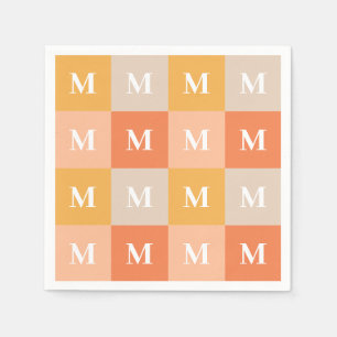 Modern monogram geometrisk färgblock pappersservett