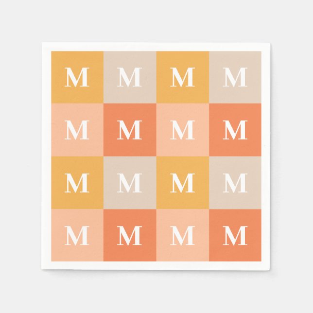 Modern monogram geometrisk färgblock pappersservett (Framsidan)