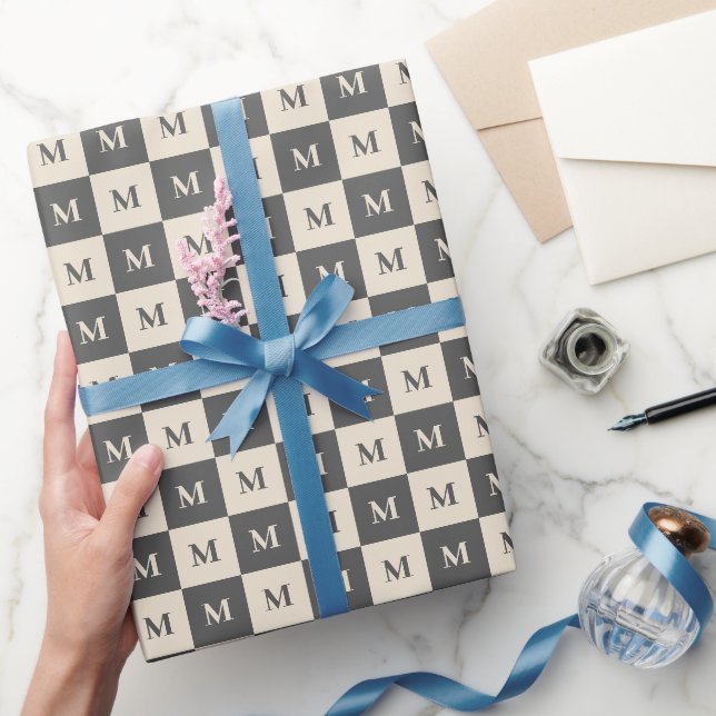 Modern monogram geometrisk färgblock presentpapper (Gifting)
