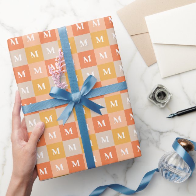 Modern monogram geometrisk färgblock presentpapper (Gifting)