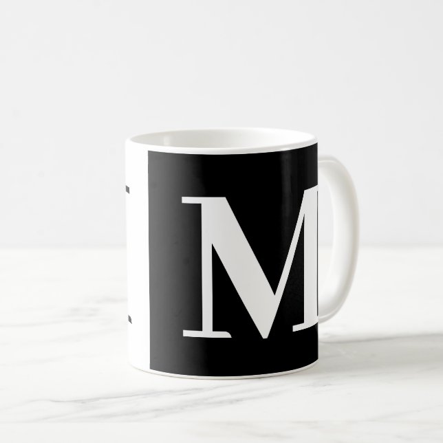 Modern Monogram Gift Black White Coffee Mugg (Framsida höger)