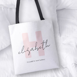 Modern Monogram Girly-skript Rosa - initialt Tygkasse