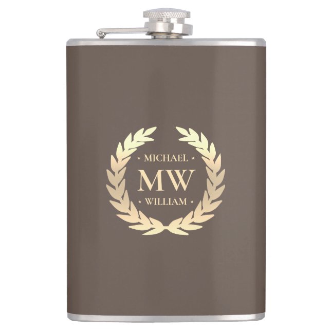Modern Monogram Golfer Namn Initialer Brown Guld Fickplunta (Framsidan)