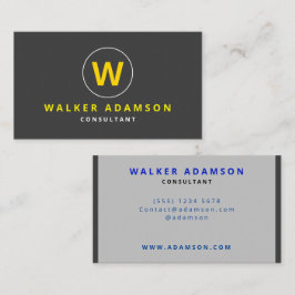 Modern (Monogram) Grått- och projektionsyta, svart Visitkort