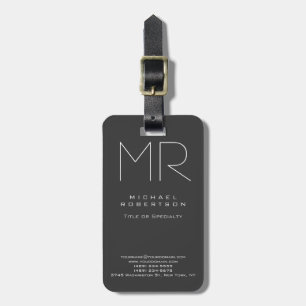 Modern monogram Grått White Minimalist Bagagebricka