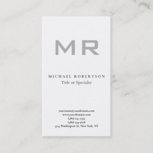 Modern monogram Grått White Minimalist Plain Visitkort