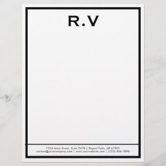 Modern Monogram Gray Border Company letterhead Brevhuvud