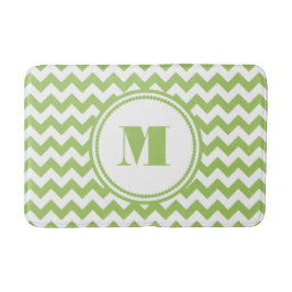 Modern Monogram Gröna Chevron Ränder Badrumsmatta