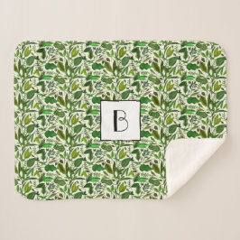 Modern Monogram Grönt Botanical Mönster