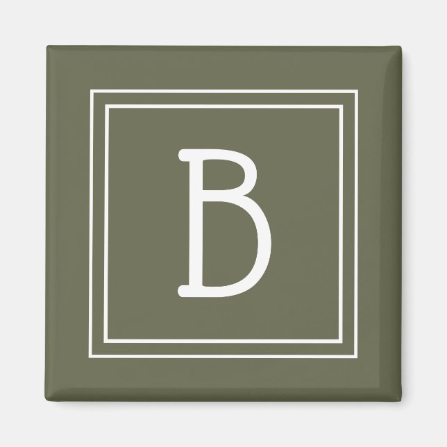 Modern monogram - Grönt för ursprunglig mall Magnet (Framsidan)