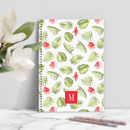 Modern Monogram Grönt Handflatan Löv Anteckningsbok