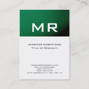 Modern monogram Grönt Stripe-Affärskort Visitkort