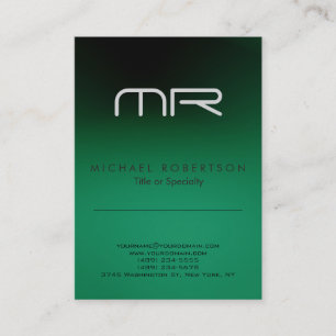 Modern monogram Grönt Vitt rent Affärskort Visitkort