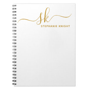 Modern Monogram Guld Anpassningsbar Calligraphy Anteckningsbok