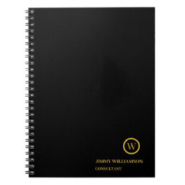 Modern Monogram Guld Black Business Anteckningsbok