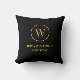 Modern Monogram Guld Black Business Kudde
