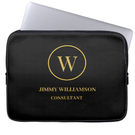 Modern Monogram Guld Black Business Laptop Fodral