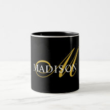 Modern Monogram Guld Black White Namn