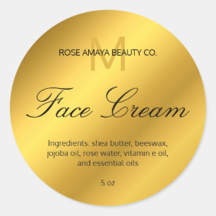 Modern Monogram Guld Gradient Beauty Spa Cosmetic Runt Klistermärke