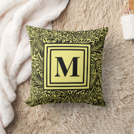 Modern monogram-Gult och svart flytande Mönster Kudde