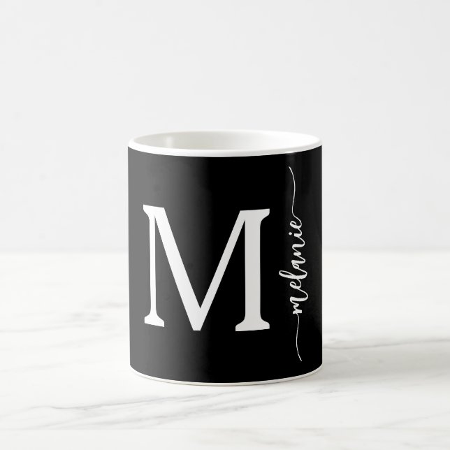 Modern Monogram Hand Lettered Black White Mugg (Center)