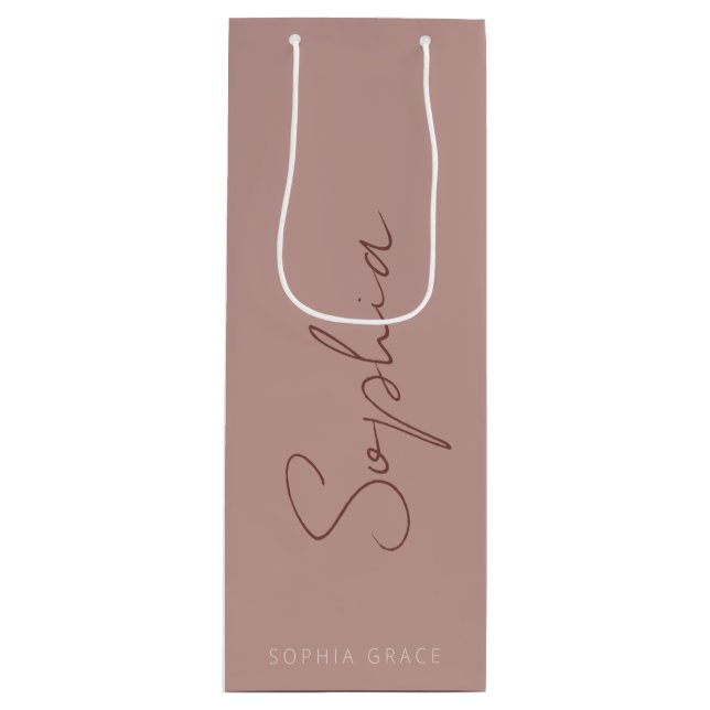 Modern monogram handskriven stilmässig dammig rosa (Framsidan)