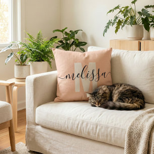 Modern Monogram Handwrite Calligraphy Namn Kudde