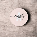 Modern Monogram Handwrite Calligraphy Namn Stor Klocka<br><div class="desc">Enkelt modernt monogram kombinerat med handskriftsalternativ.</div>