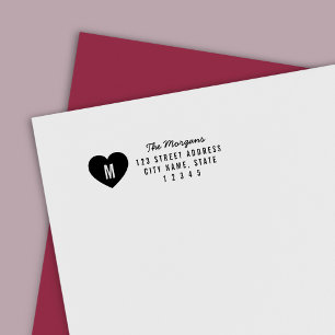 Modern Monogram Heart Family Home Adress Självfärgande Stämpel
