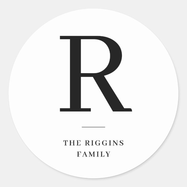 Modern monogram-helgdag runt klistermärke (Framsida)