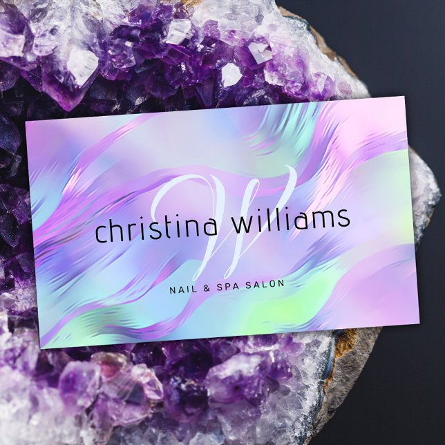 Modern monogram Hologragrafi Visitkort (Modern Monogram Holographic Business Card)