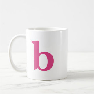 Modern monogram i Brev i Shock rosa Kaffemugg