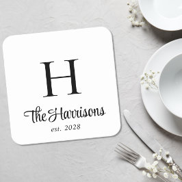 Modern monogram i modernt skrivsätt underlägg papper kvadrat