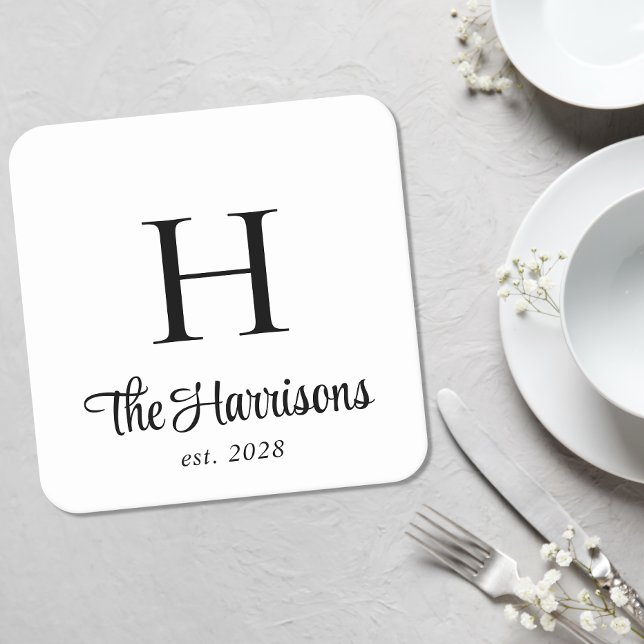 Modern monogram i modernt skrivsätt underlägg papper kvadrat (Skapare uppladdad)