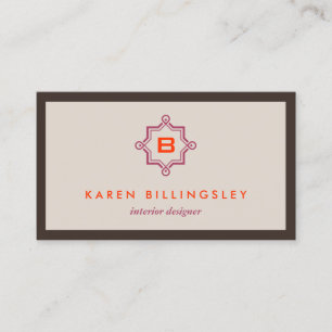 MODERN MONOGRAM i Tan/Plum/Orange Visitkort